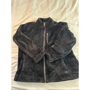 Calvin Klein Fuzzy Black Textured Warm Zip Jacket Pockets Size 1X